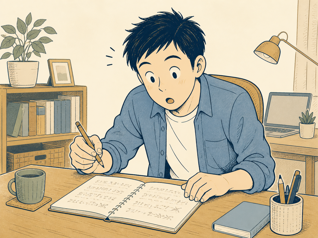 計算の途中で特別な数字に気づき驚く様子