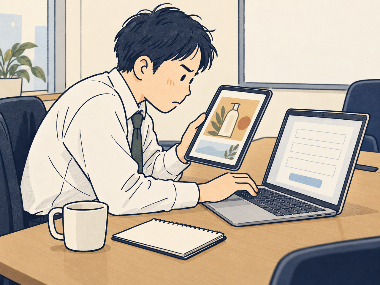 無断使用の証拠を集め申し立てフォームに記入する担当者