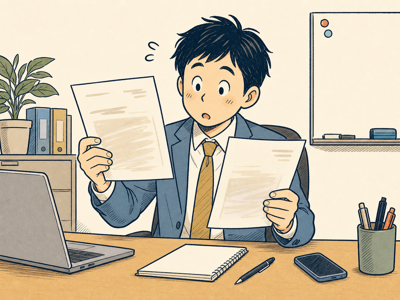 2社の見積書を見比べて驚く担当者