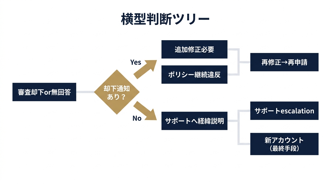 却下・無回答時の対処判断ツリー