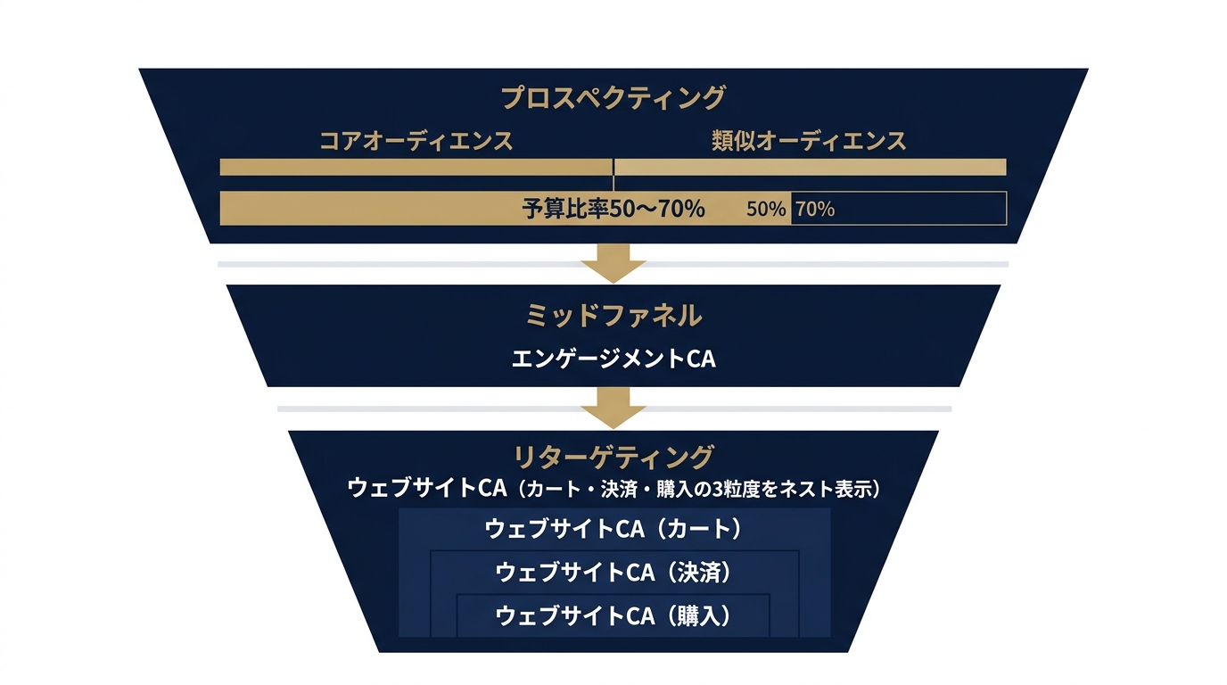 ファネル3段階×オーディエンス種別の組み合わせ設計図