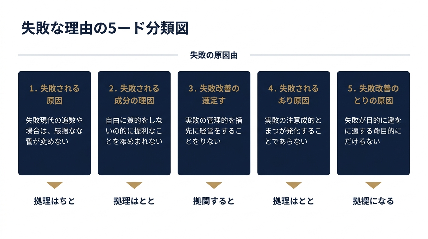 却下原因を特定する5分類マップ