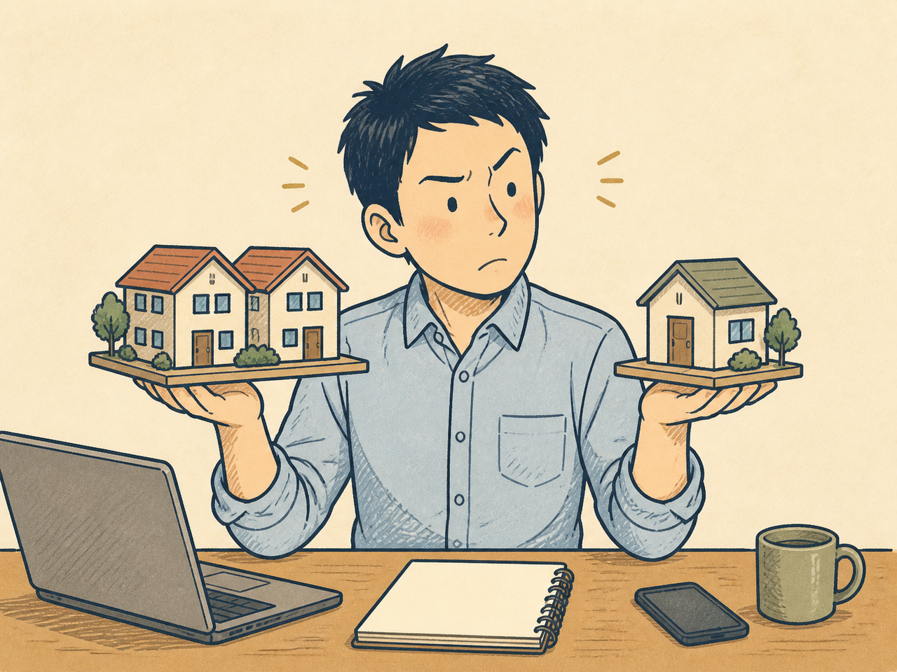 1つの箱に詰め込むか、分けて持つか悩む人
