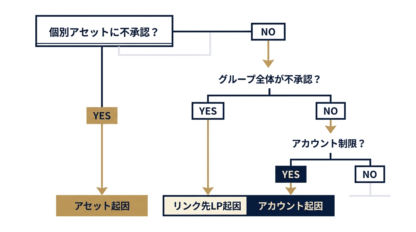 不承認原因の3層診断フローチャート
