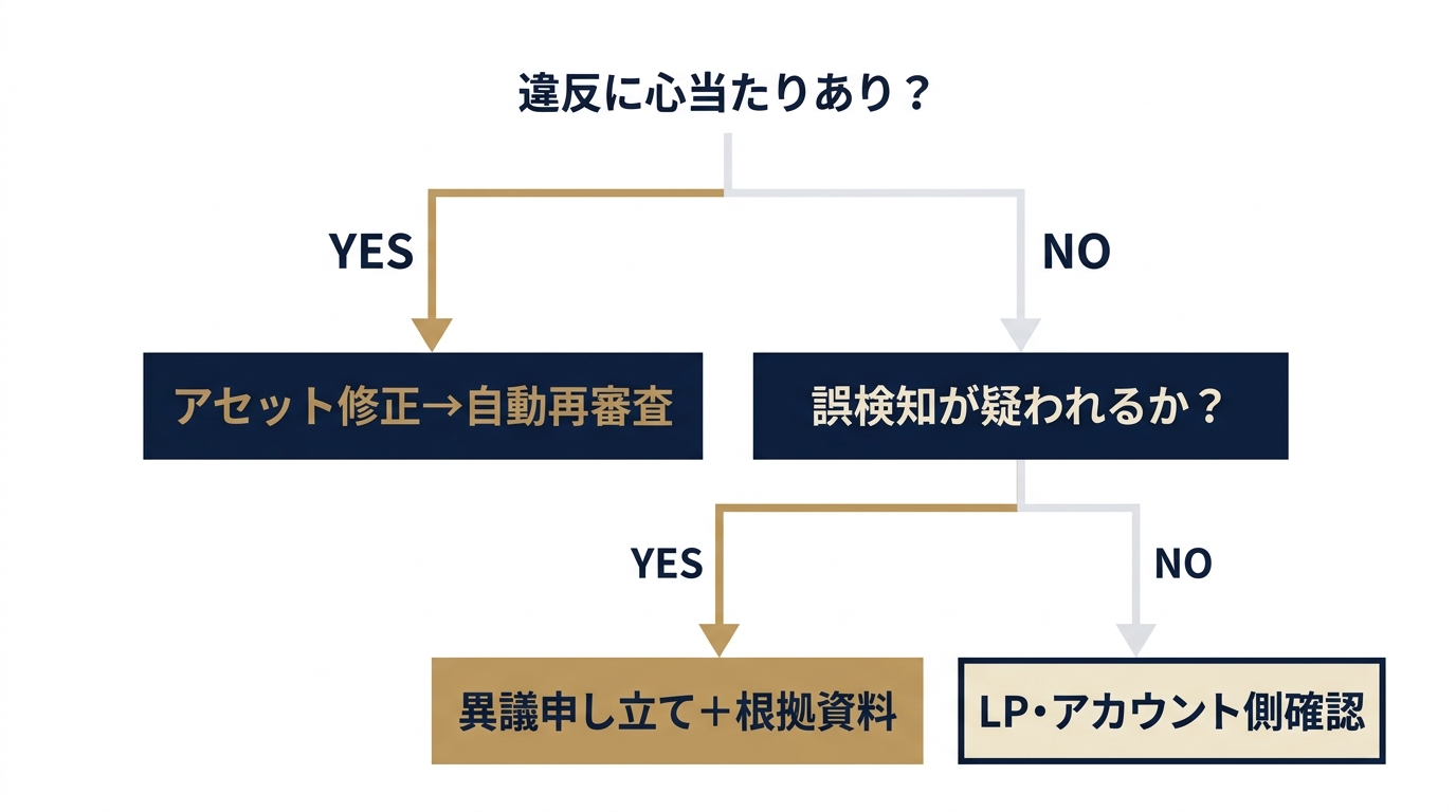 修正か異議申し立てかの判断ツリー