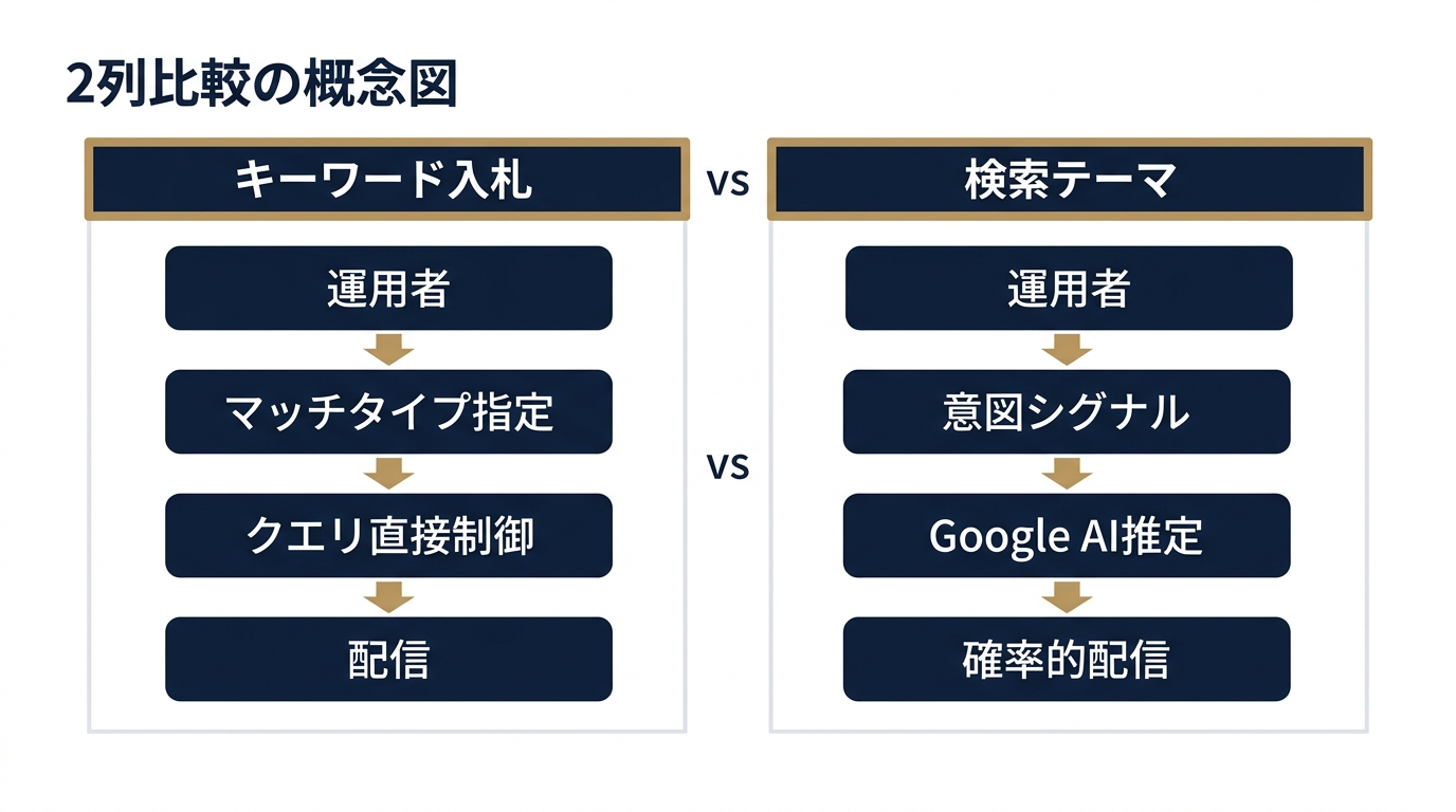 キーワード入札 vs 検索テーマの設計思想の違い
