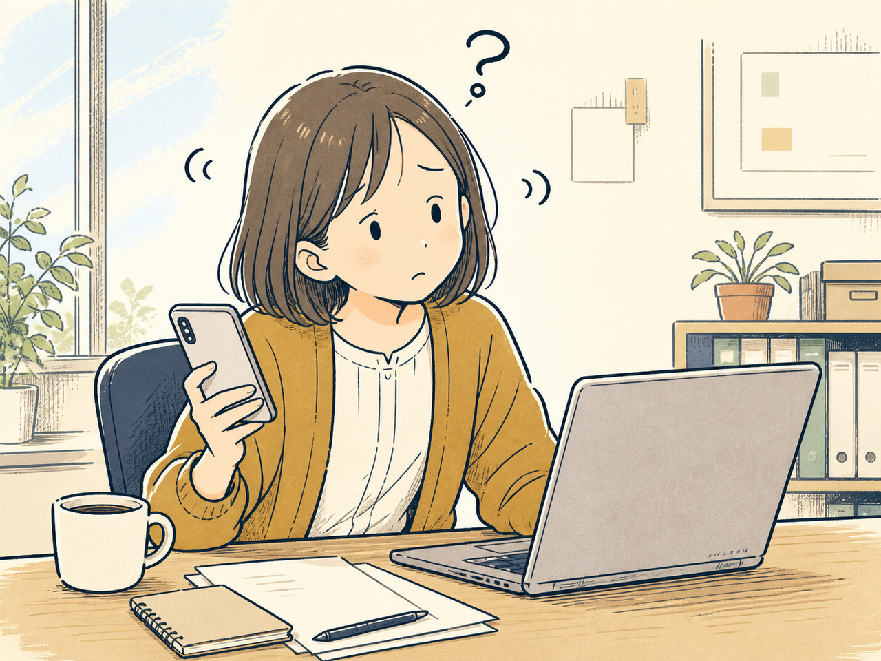 管理画面とGA4を交互に見比べて首をかしげる