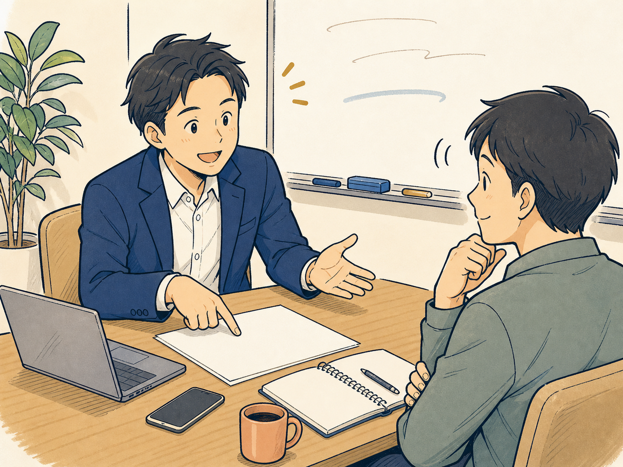 改善提案を自信を持って説明する担当者