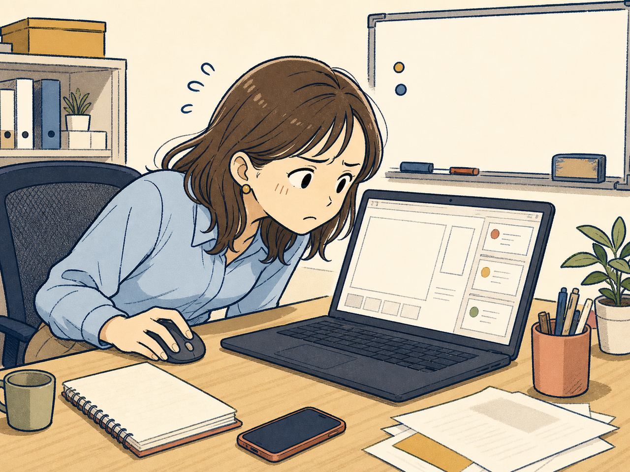 審査ステータス欄を何度も確認する担当者